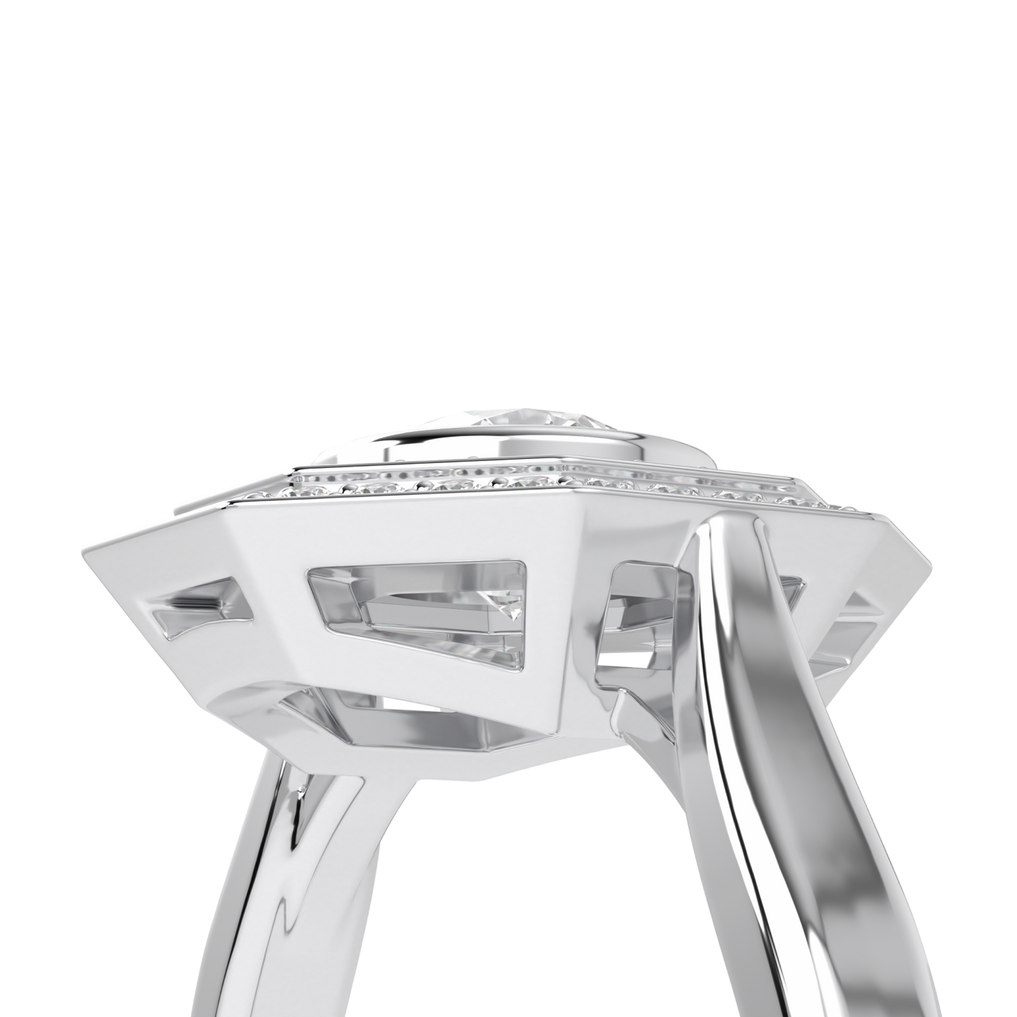 Brilliance 40 Platinum Diamond Double Octagonal Halo Ring