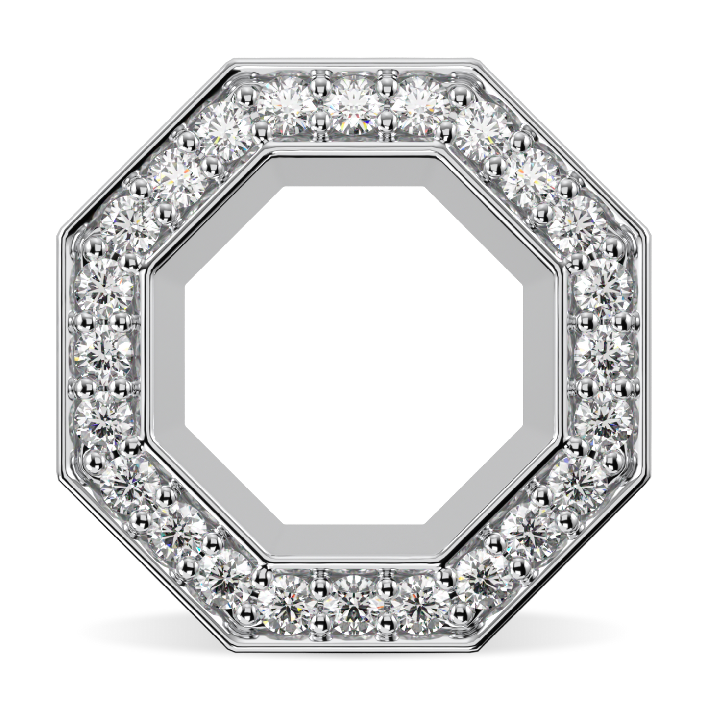 Brilliance 40 Platinum Diamond Octagonal Empty Halo Earrings
