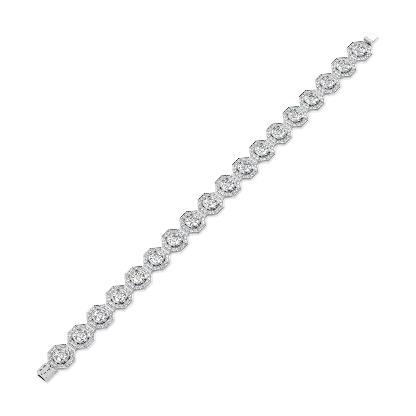 Brilliance 40 Platinum Diamond Octagonal Halo Bracelet