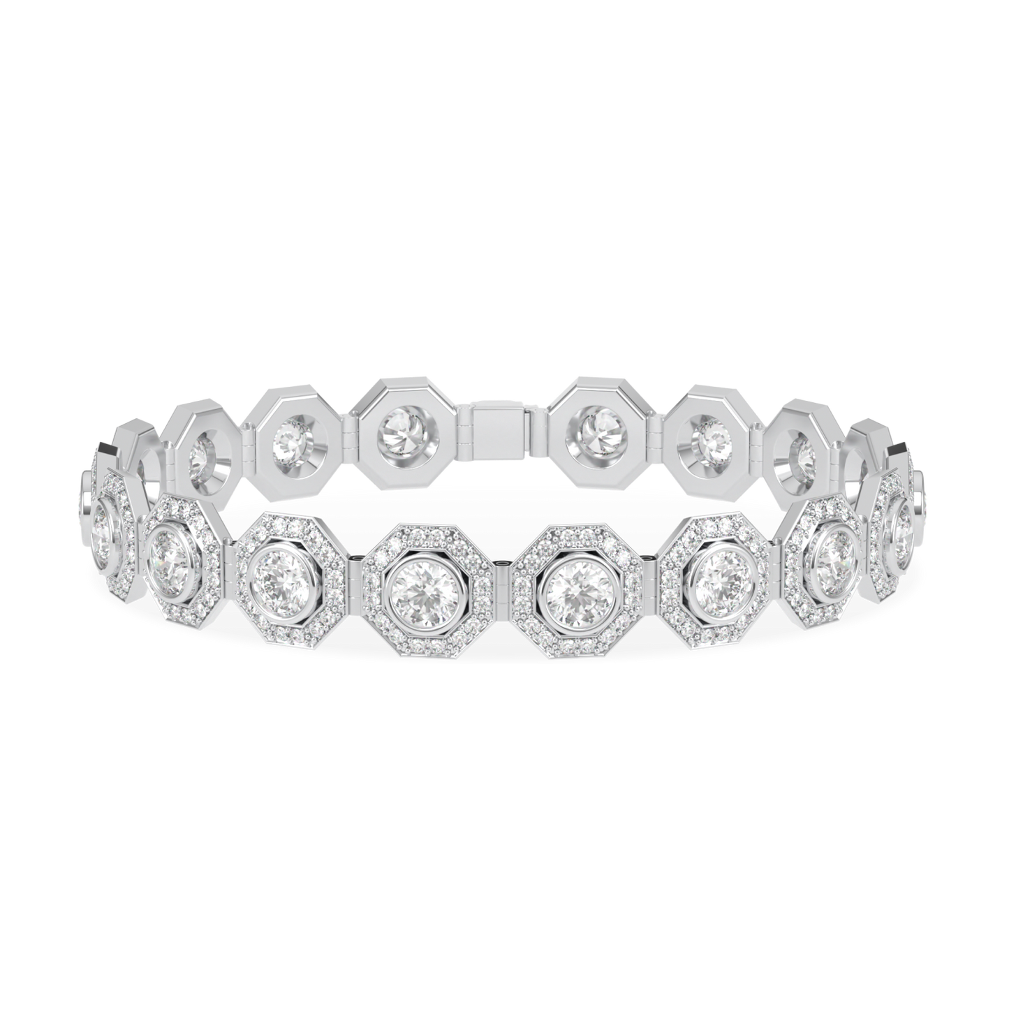 Brilliance 40 Platinum Diamond Octagonal Halo Bracelet