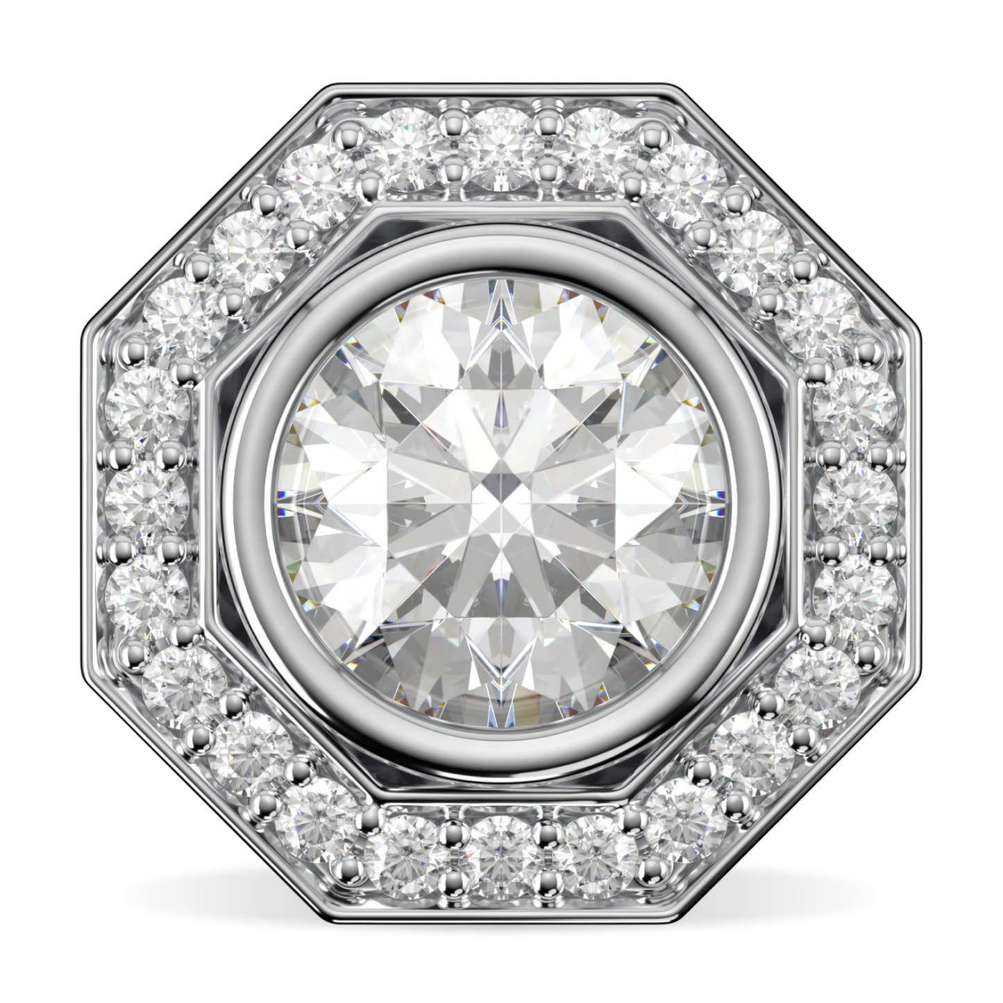 Brilliance 40 Platinum Diamond Octagonal Halo Earrings