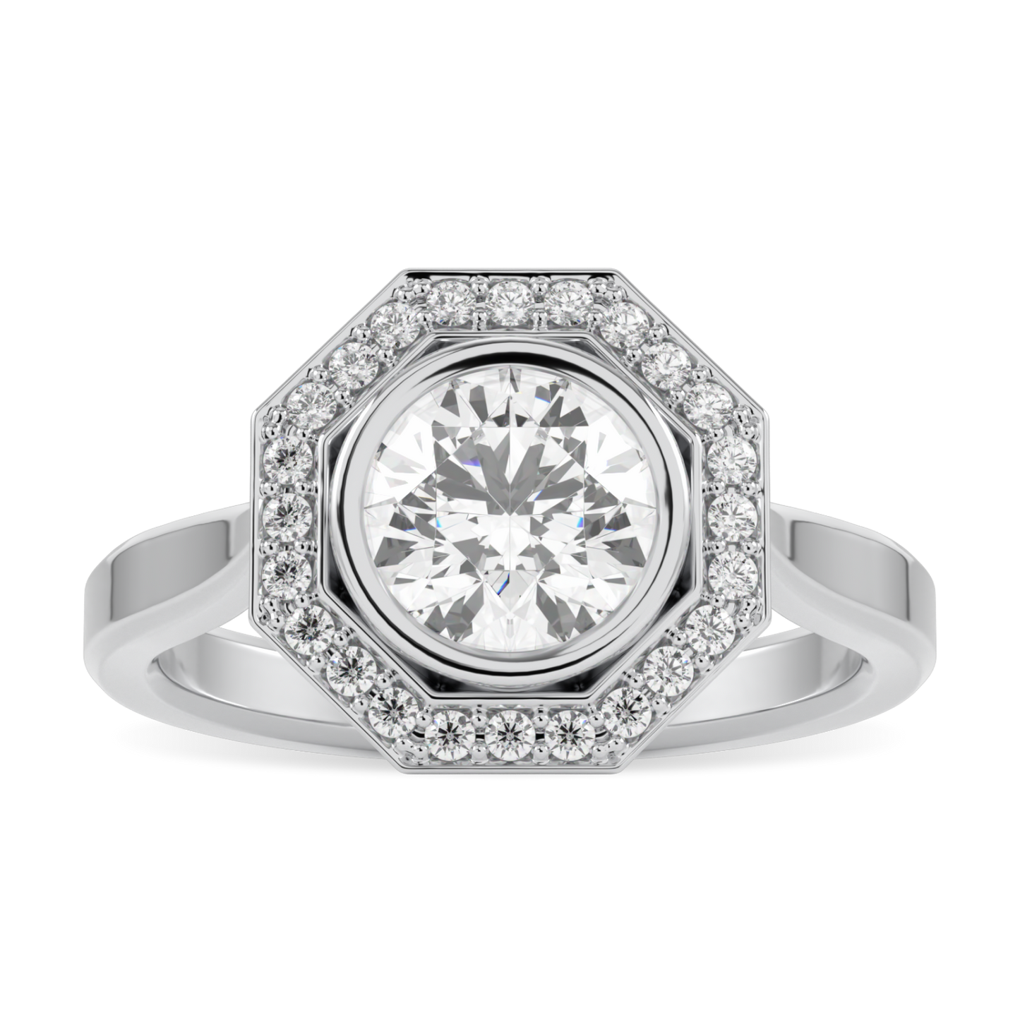 Brilliance 40 Platinum Diamond Octagonal Halo Ring