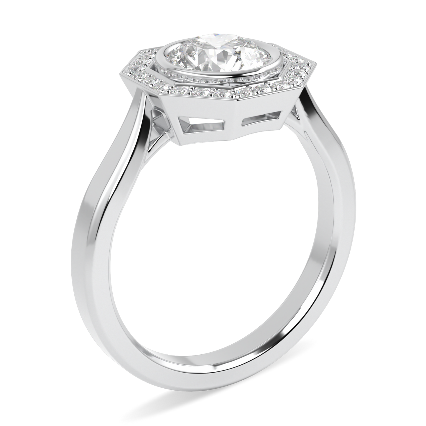 Brilliance 40 Platinum Diamond Octagonal Halo Ring