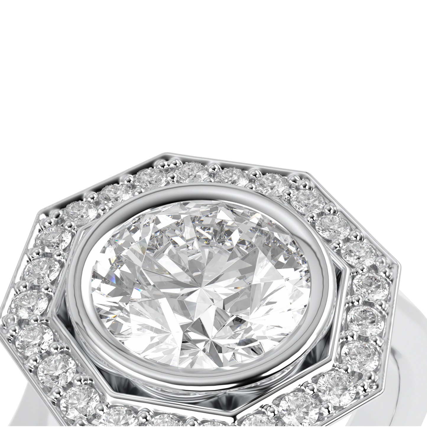 Brilliance 40 Platinum Diamond Octagonal Halo Ring