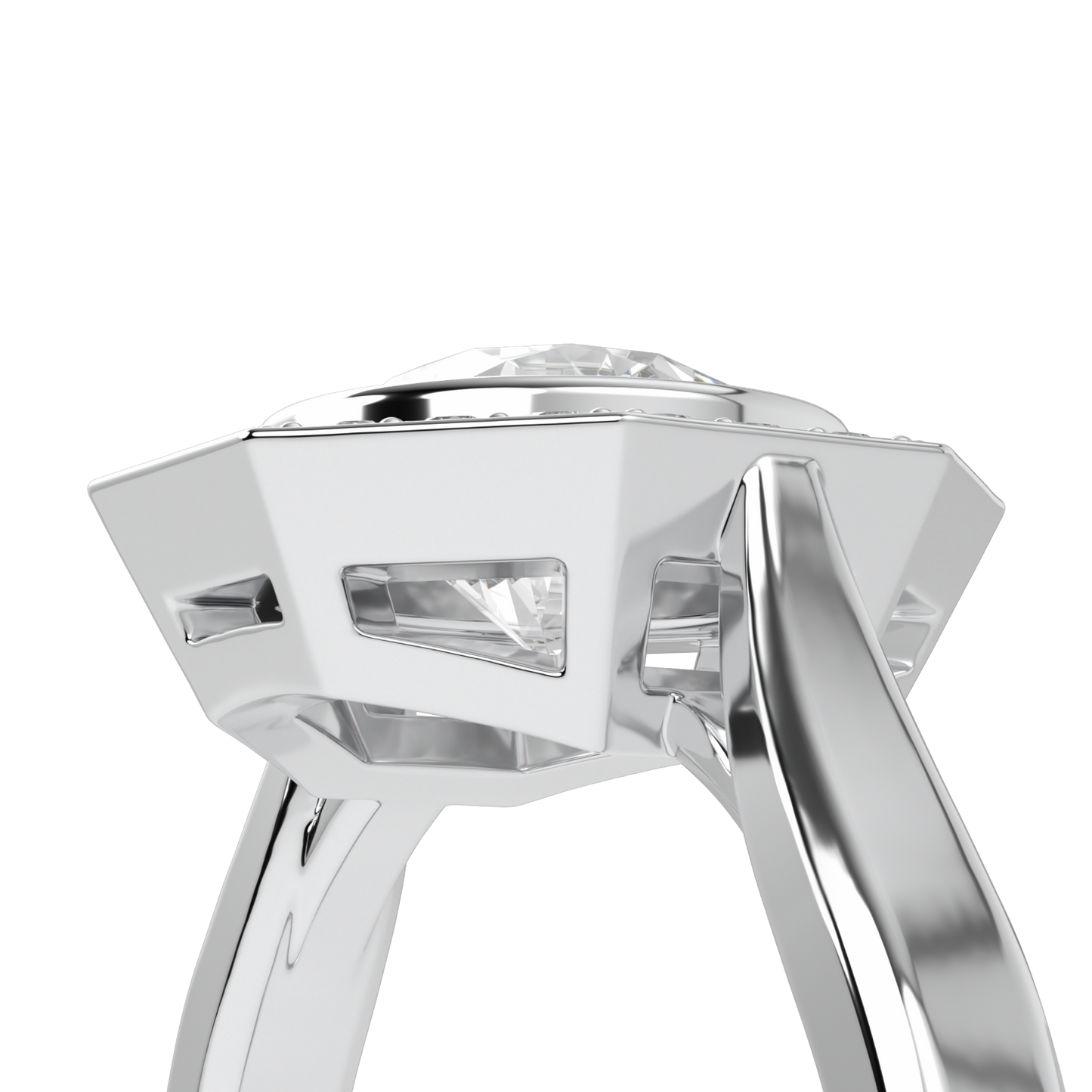 Brilliance 40 Platinum Diamond Octagonal Halo Ring