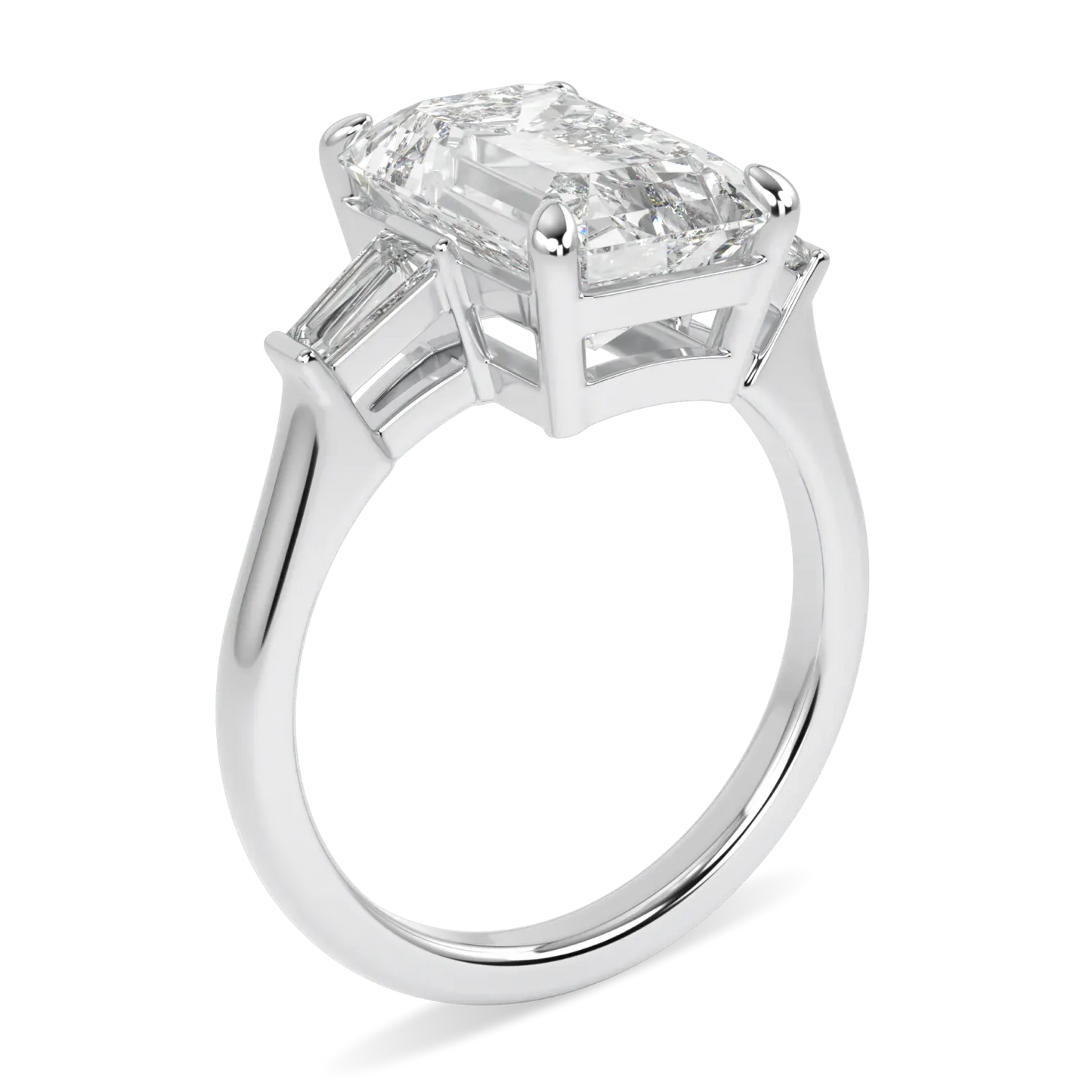Handcrafted 4.50cts Emerald Cut Diamond Platinum ring by Blacklock, High Jewellery collection — detail view