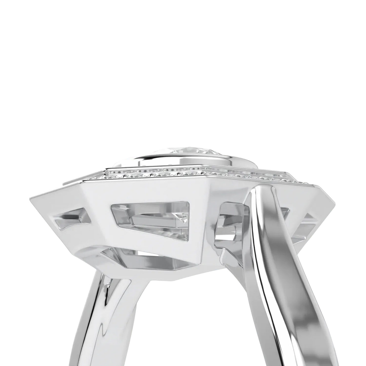 Brilliance 40 Platinum Diamond Double Octagonal Halo Ring by Blacklock Jewellery — alternate angle