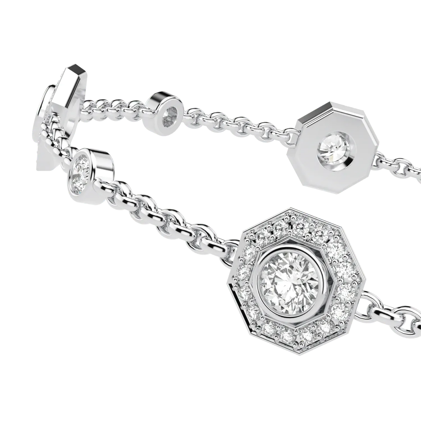 18ct White Gold Diamond bracelet from Blacklock's Brilliance 40 collection — detail view