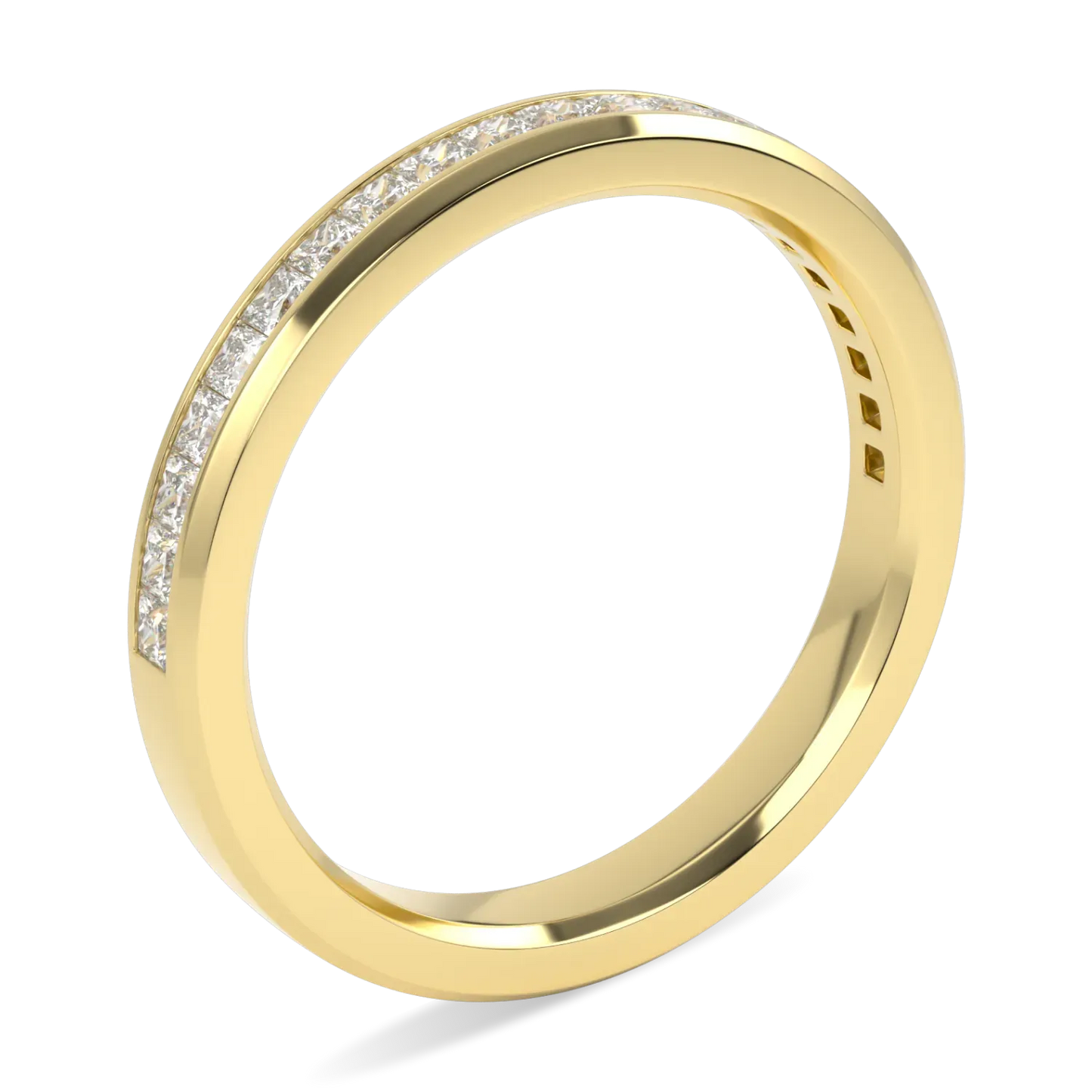Brilliance 40 collection half diamond band in 18ct Yellow Gold, Blacklock Jewellery — through finger view