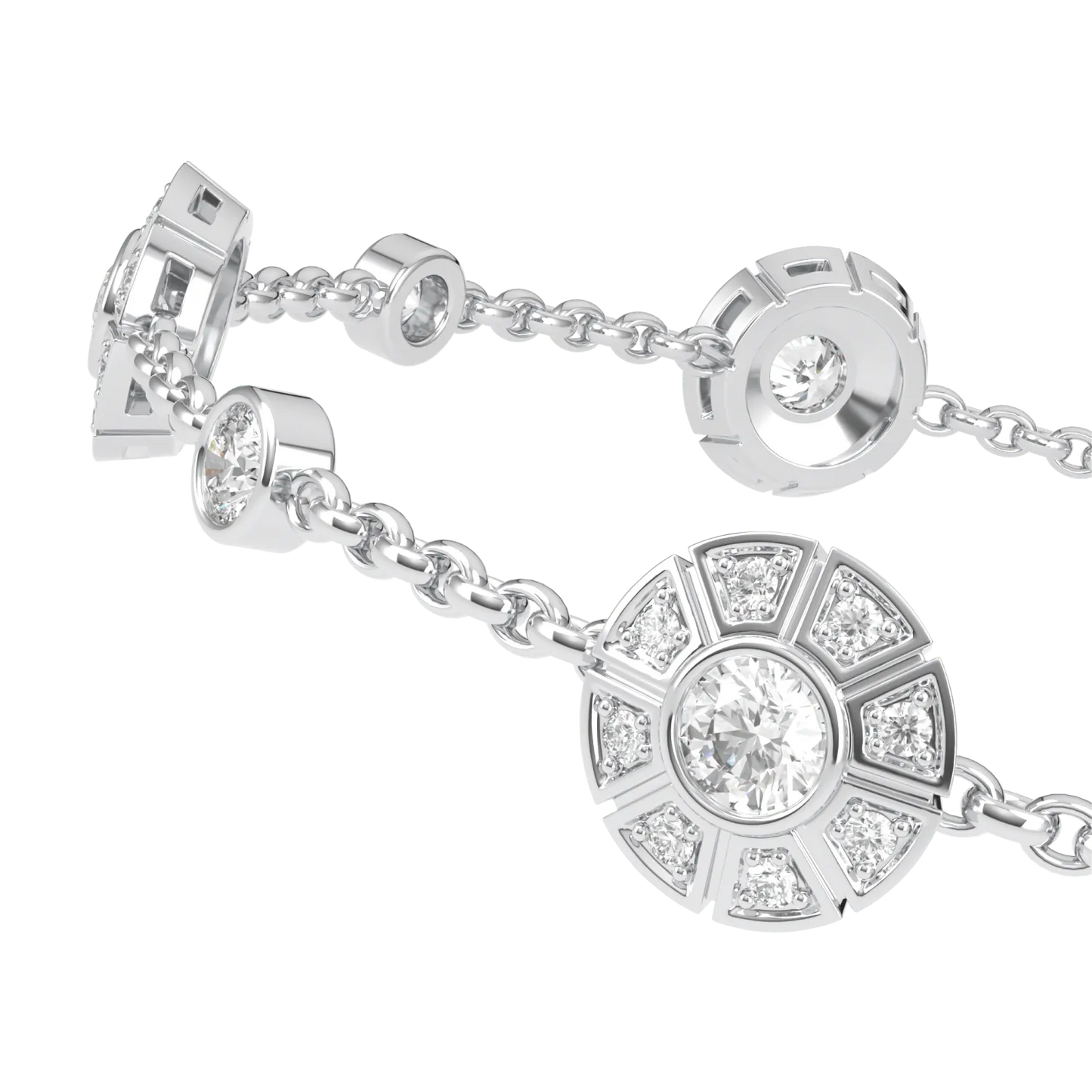 Handcrafted 18ct White Gold diamond bracelet by Blacklock, Cipher collection — worn view