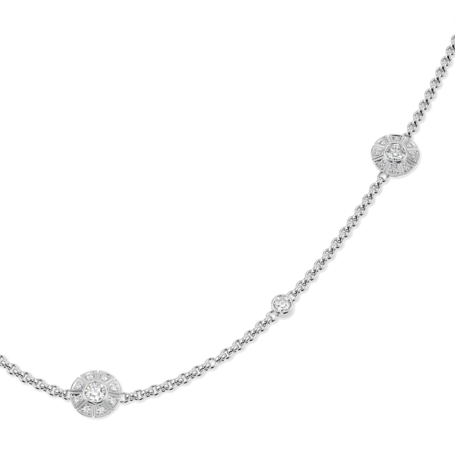 18ct White Gold Diamond chain from Blacklock's Cipher collection — detail view