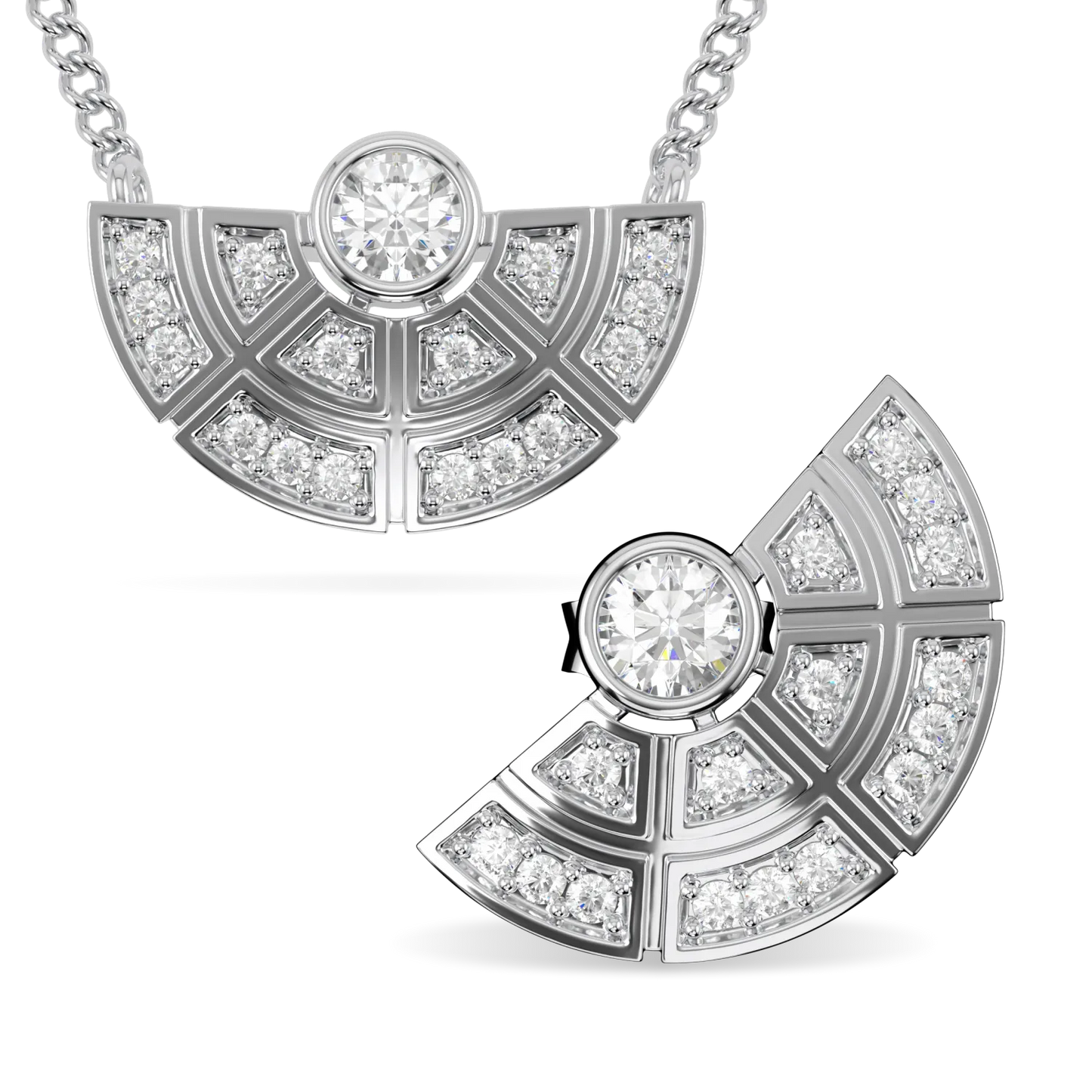 Blacklock Cipher pendant and earrings set in White Gold