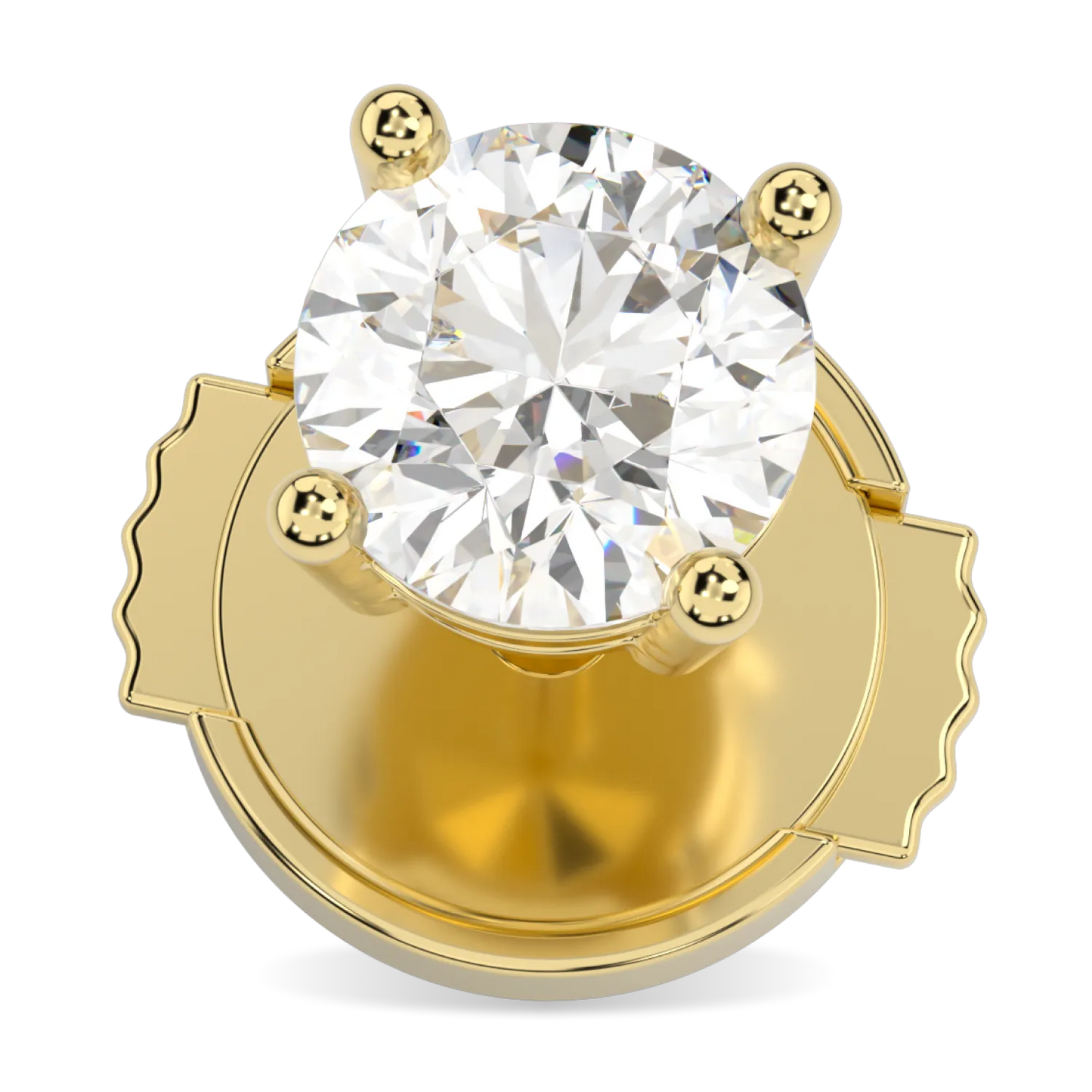 Handcrafted 1.00cts Yellow Gold diamond stud earrings by Blacklock, Classic collection — close-up