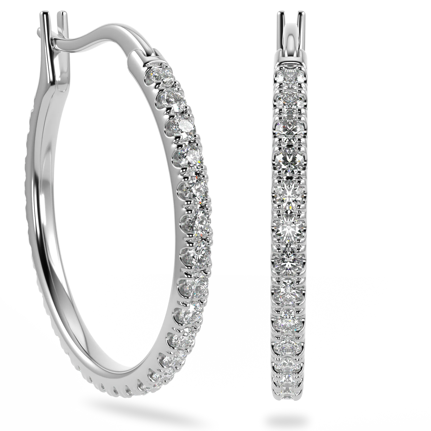White Gold Diamond hoop earrings from Blacklock's Classic collection — side view