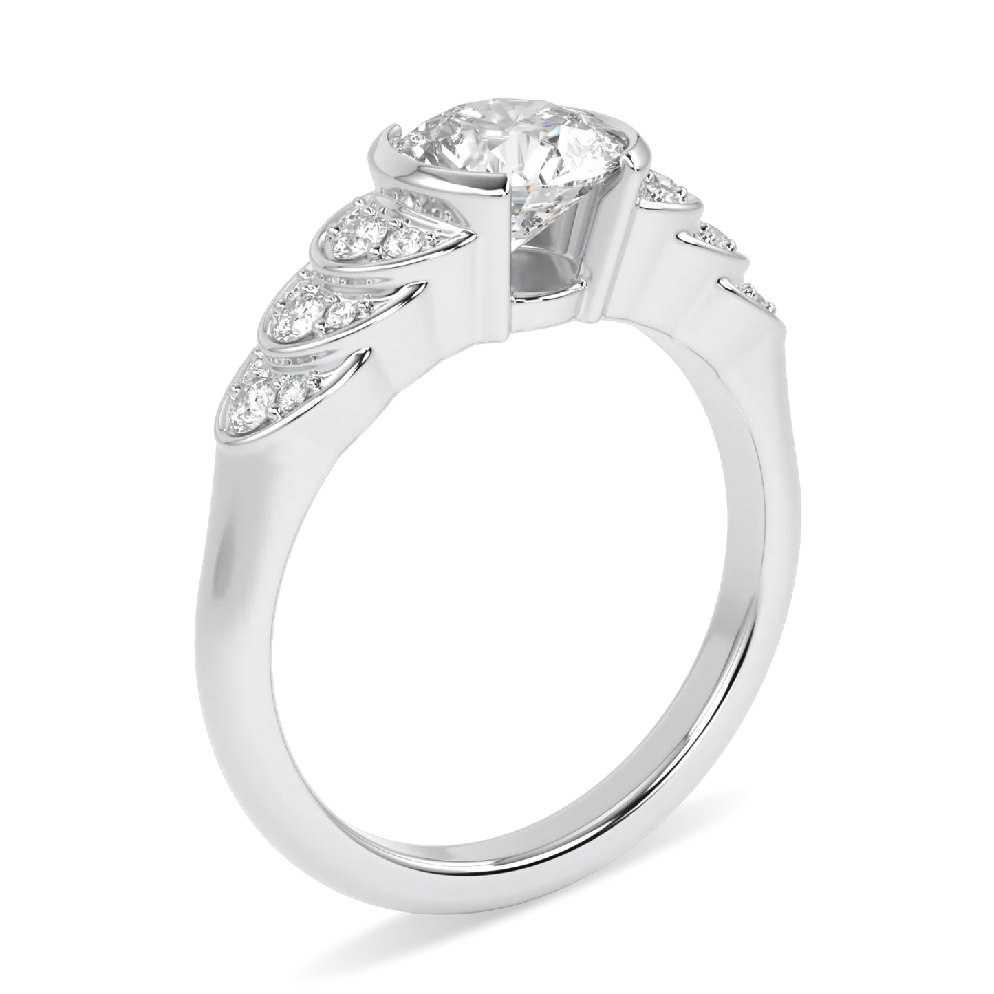 Handcrafted 1.00cts Platinum engagement ring with Diamond by Blacklock, Cove collection — detail view