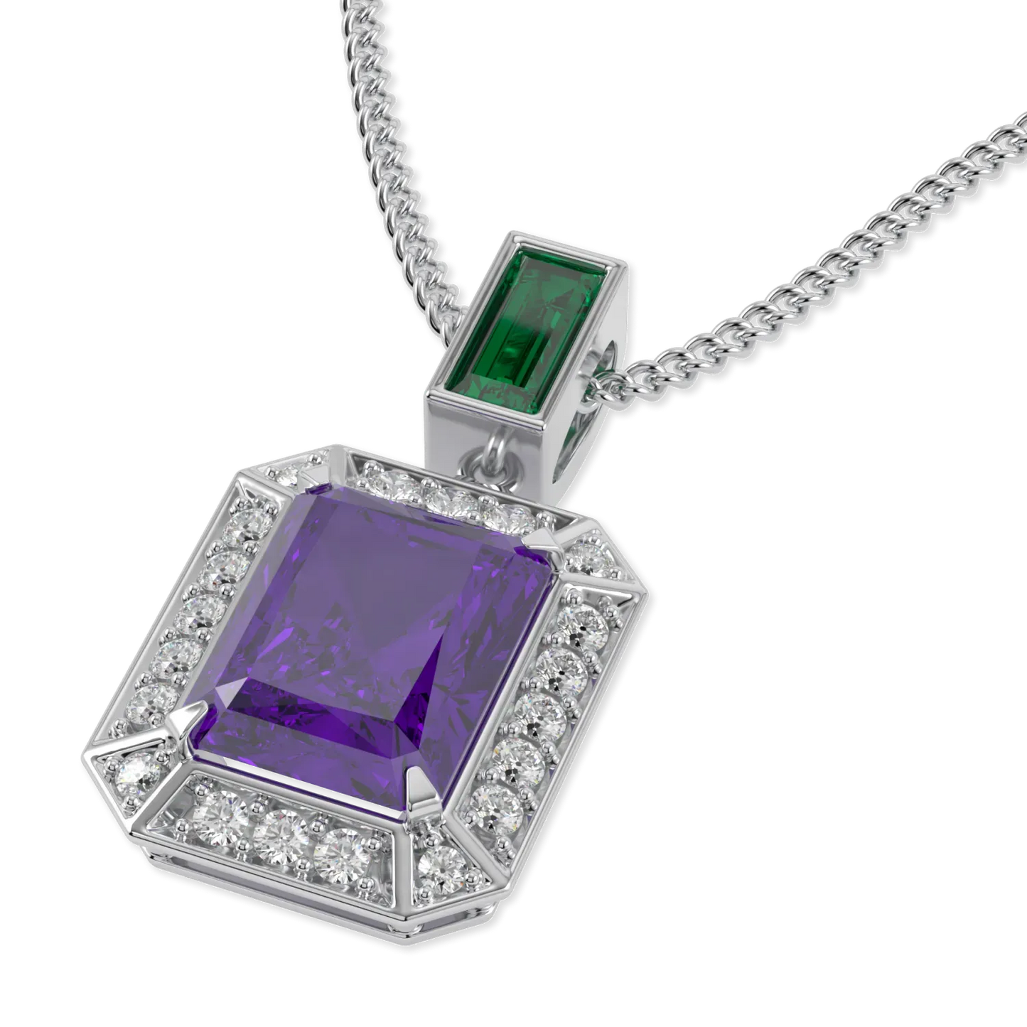 Amethyst Diamond Drop Pendant by Blacklock Jewellery, Empower collection — detail view