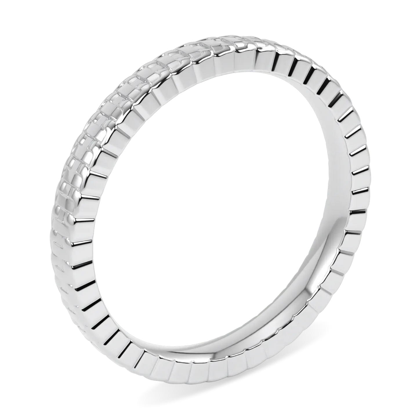 18ct White Gold small chain ring from Blacklock's Empower collection — through finger view