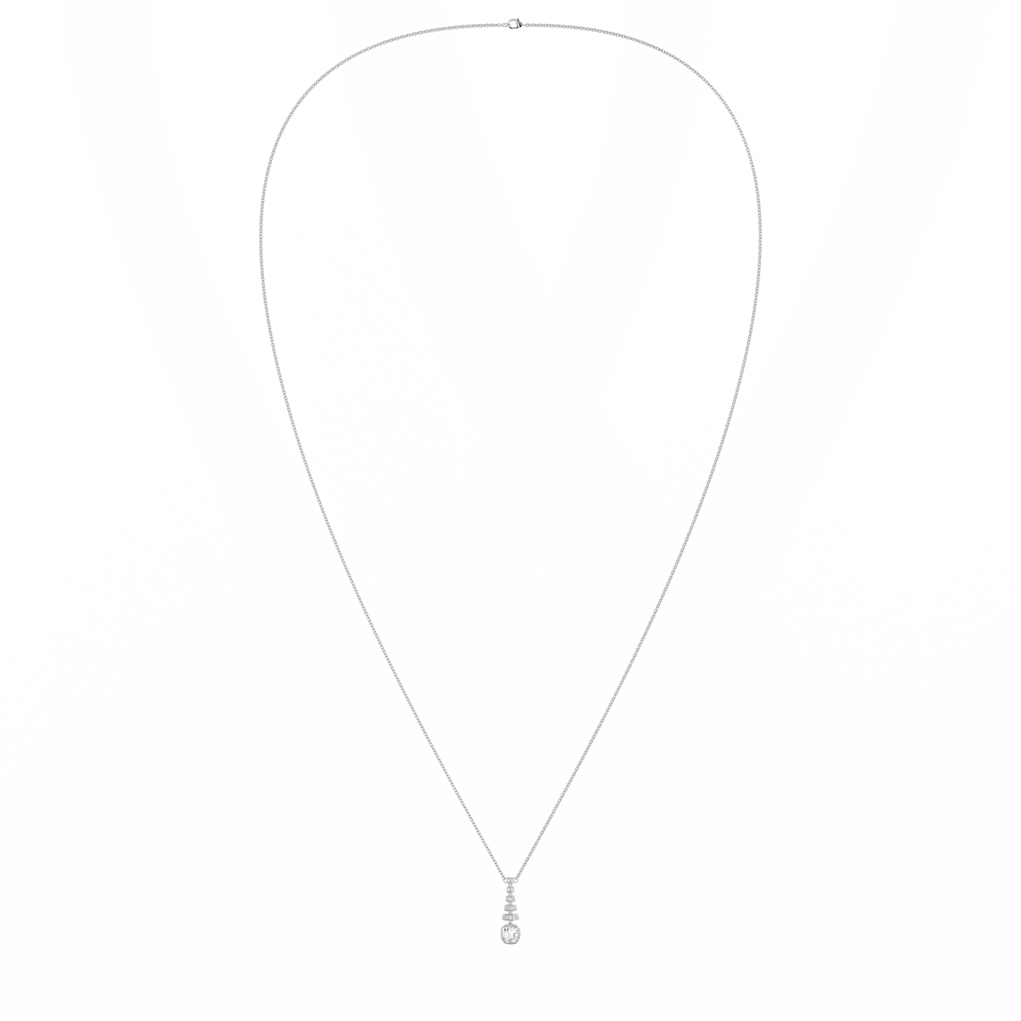 Miami Deco collection pendant featuring Diamond set in Platinum, Blacklock Jewellery — detail view
