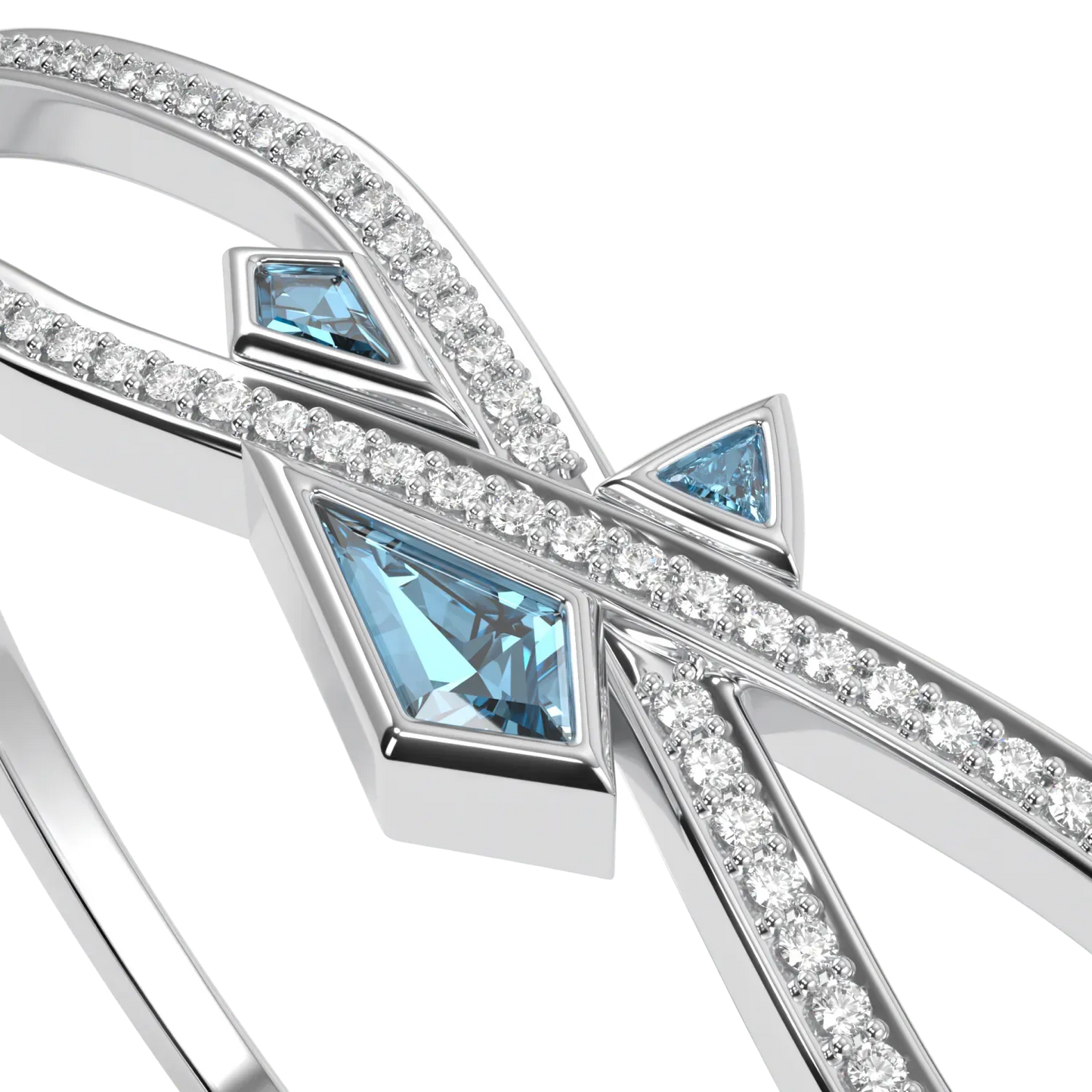 Neo collection Diamond bangle set in 18ct White Gold, Blacklock Jewellery — detail view