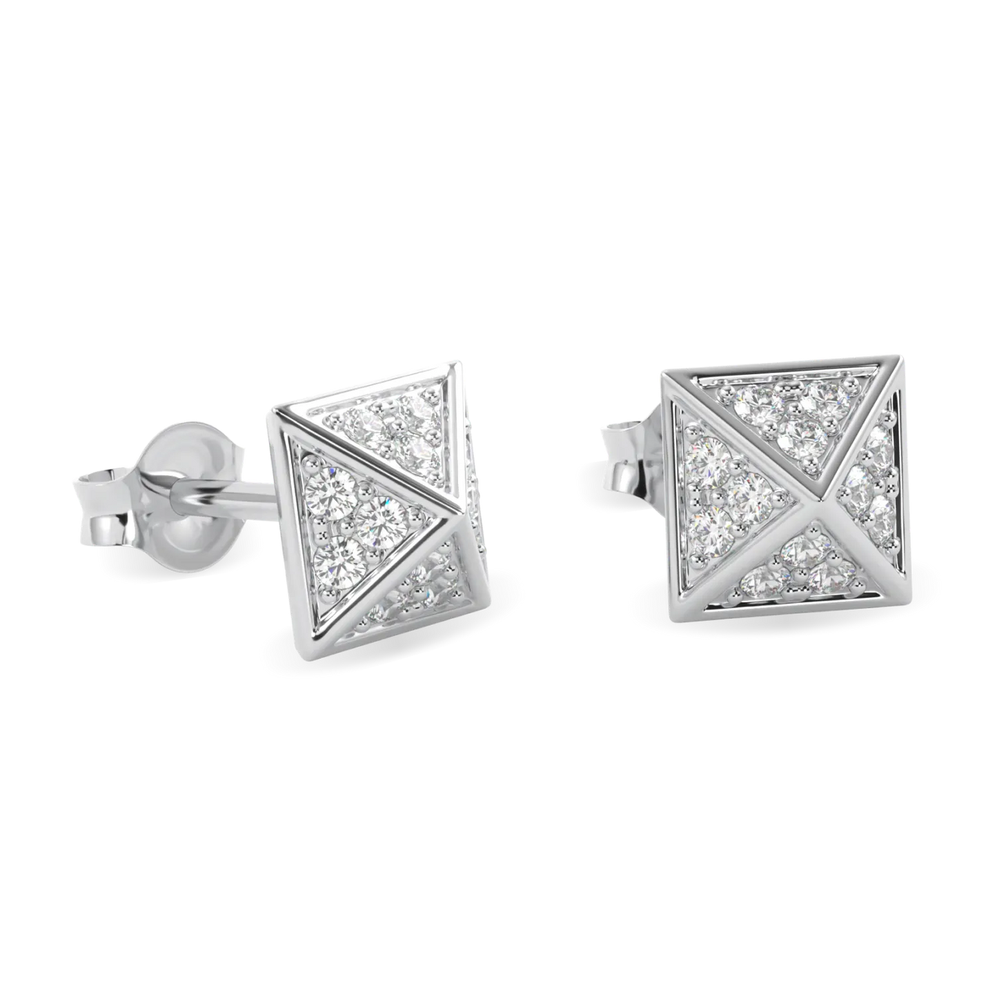 Origami collection diamond stud earrings set in 18ct White Gold, Blacklock Jewellery — detail view