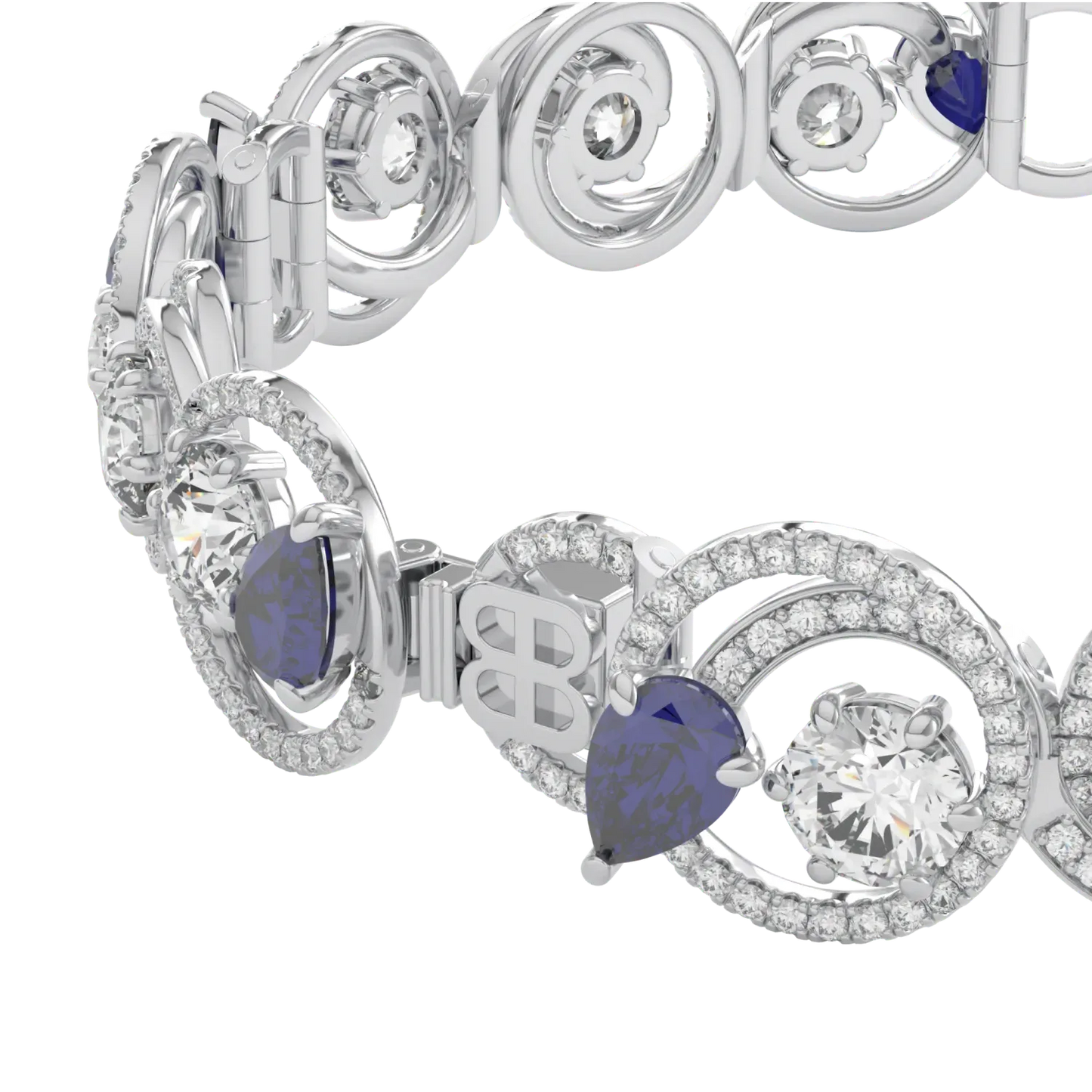 Serpentine Sapphire Diamond Bracelet by Blacklock Jewellery, Serpentine collection — detail view