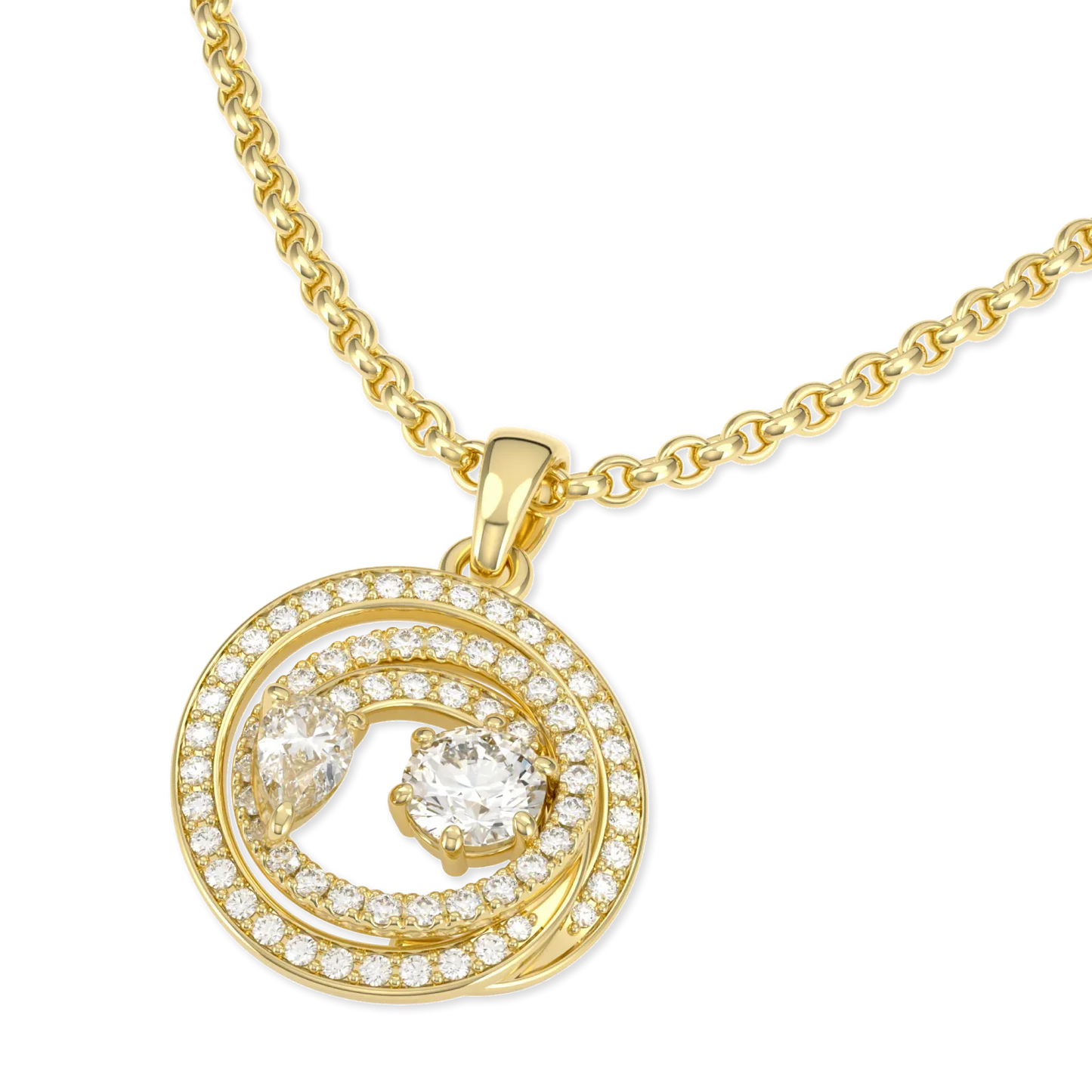 Serpentine collection pendant featuring Diamond set in 18ct Yellow Gold, Blacklock Jewellery — detail view