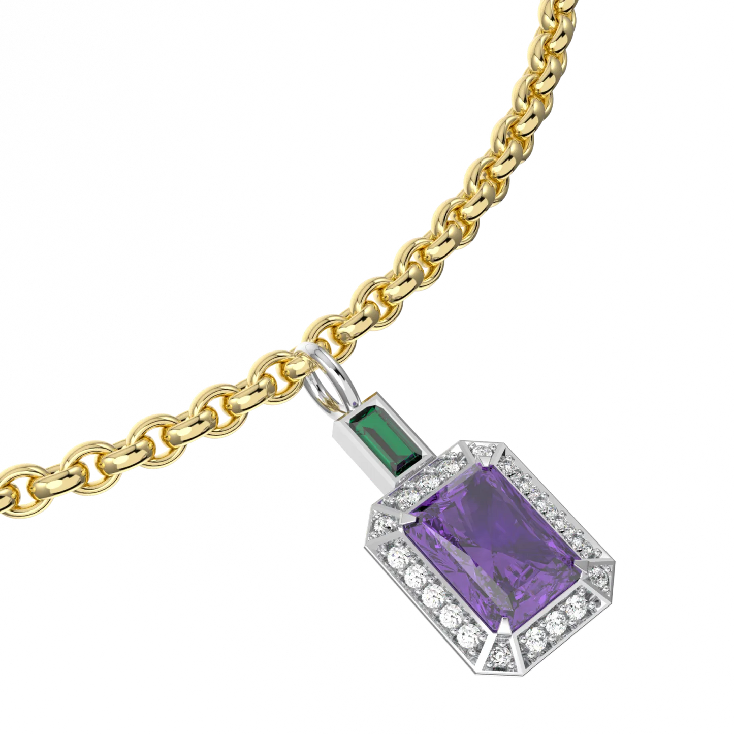 Blacklock Halo charm bracelet in Yellow Gold with Amethyst — worn view