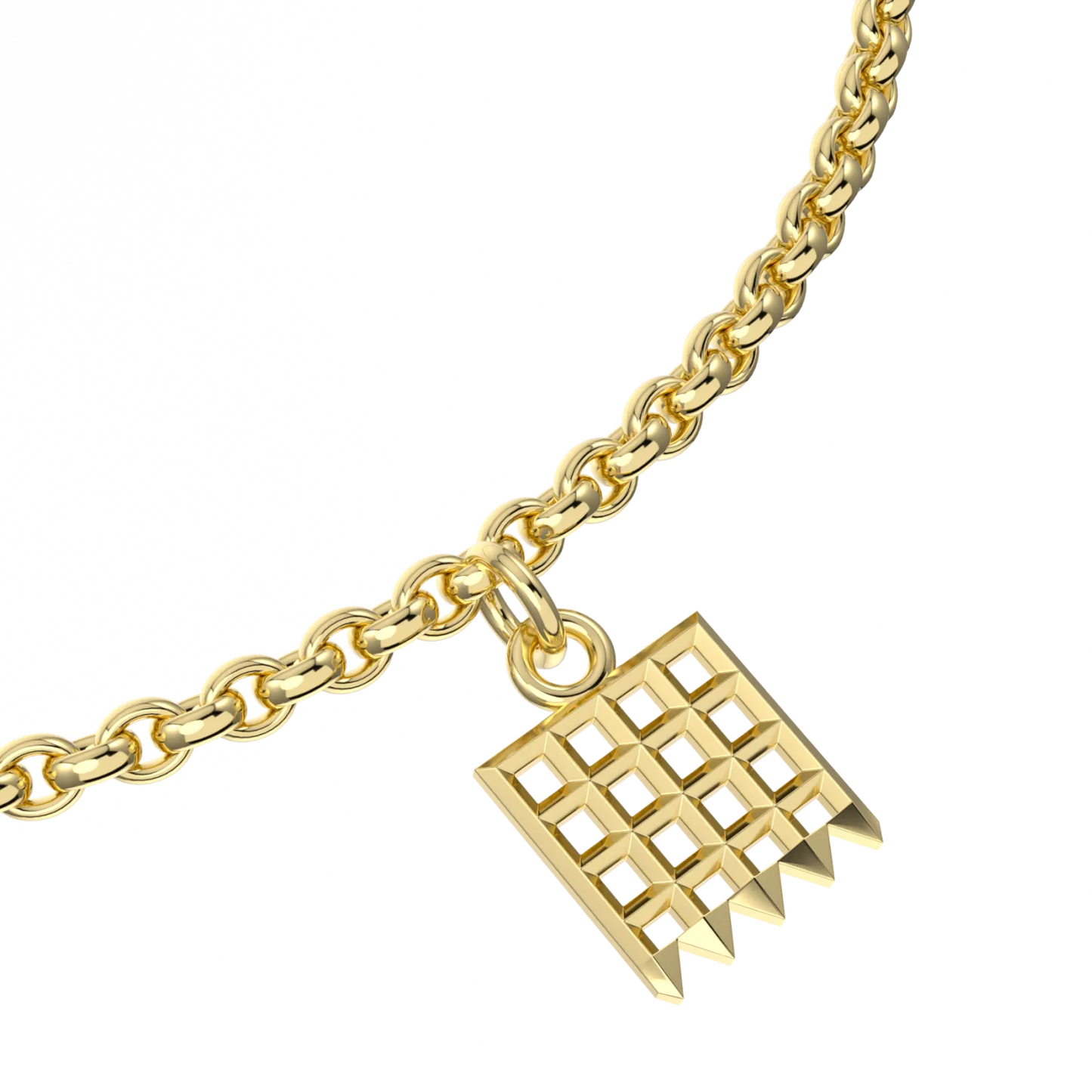 Yellow Gold Suffragette Chain Charm bracelet by Blacklock Jewellery — worn view
