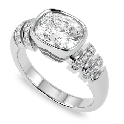 Miami Deco Large Platinum Diamond Ring