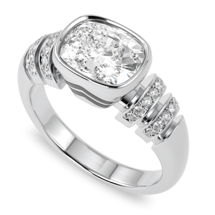 Miami Deco Large Platinum Diamond Ring