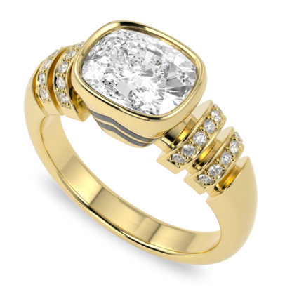 Miami Deco Large Yellow Gold Diamond Ring