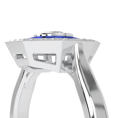 Brilliance 40 Platinum Diamond Enamel Octagonal Halo Ring