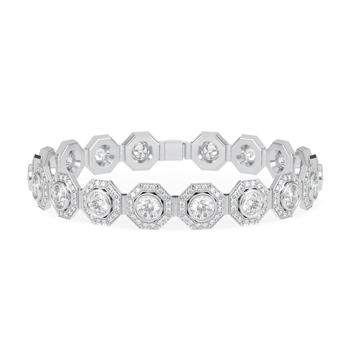 Brilliance 40 Platinum Diamond Octagonal Halo Bracelet