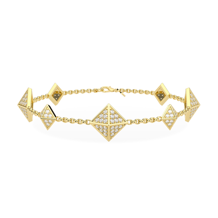 Origami Small Yellow Gold Diamond Trefoil Bracelet