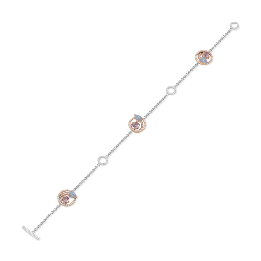 Serpentine Small Rose And White Gold Diamond Morganite Bracelet