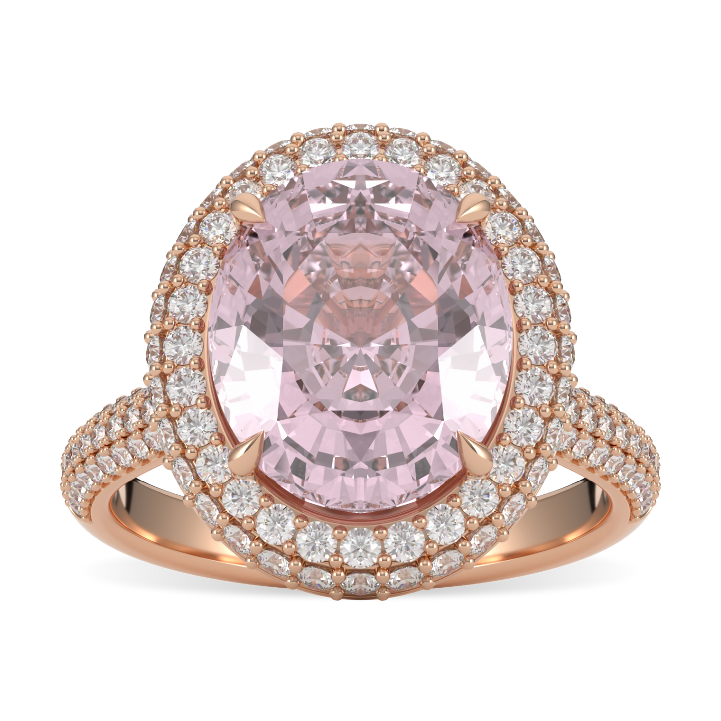 Vintage Morganite Diamond Rose Gold Halo Ring