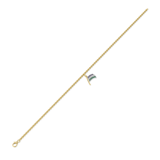 Yellow Gold Sufragette Flag Charm bracelet