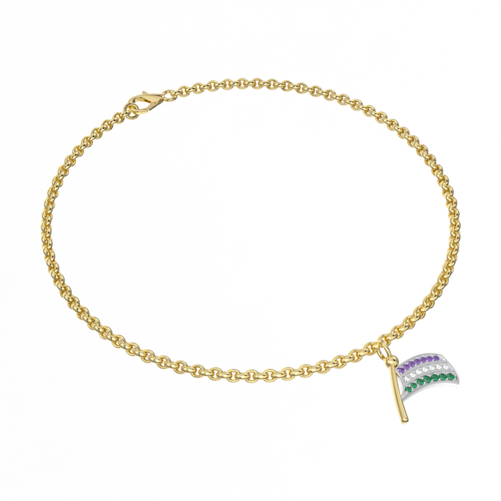 Yellow Gold Sufragette Flag Charm bracelet