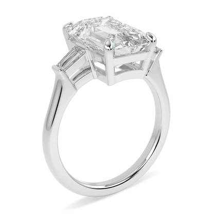 Handcrafted 4.50cts Emerald Cut Diamond Platinum ring by Blacklock, High Jewellery collection — detail view