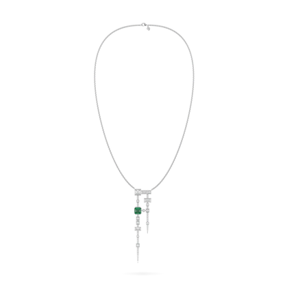 Blacklock High Jewellery collection Binary pendant in 18ct White Gold with Emerald and Diamond — side view
