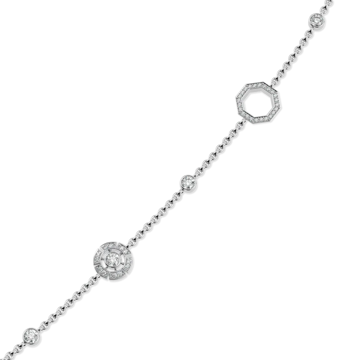 18ct White Gold Diamond chain from Blacklock's Brilliance 40 collection — detail view