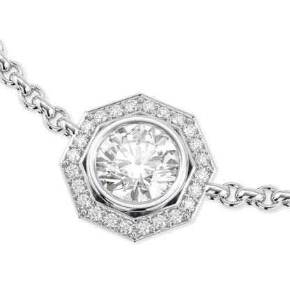 Handcrafted 18ct White Gold chain with Diamond by Blacklock, Brilliance 40 collection — head view