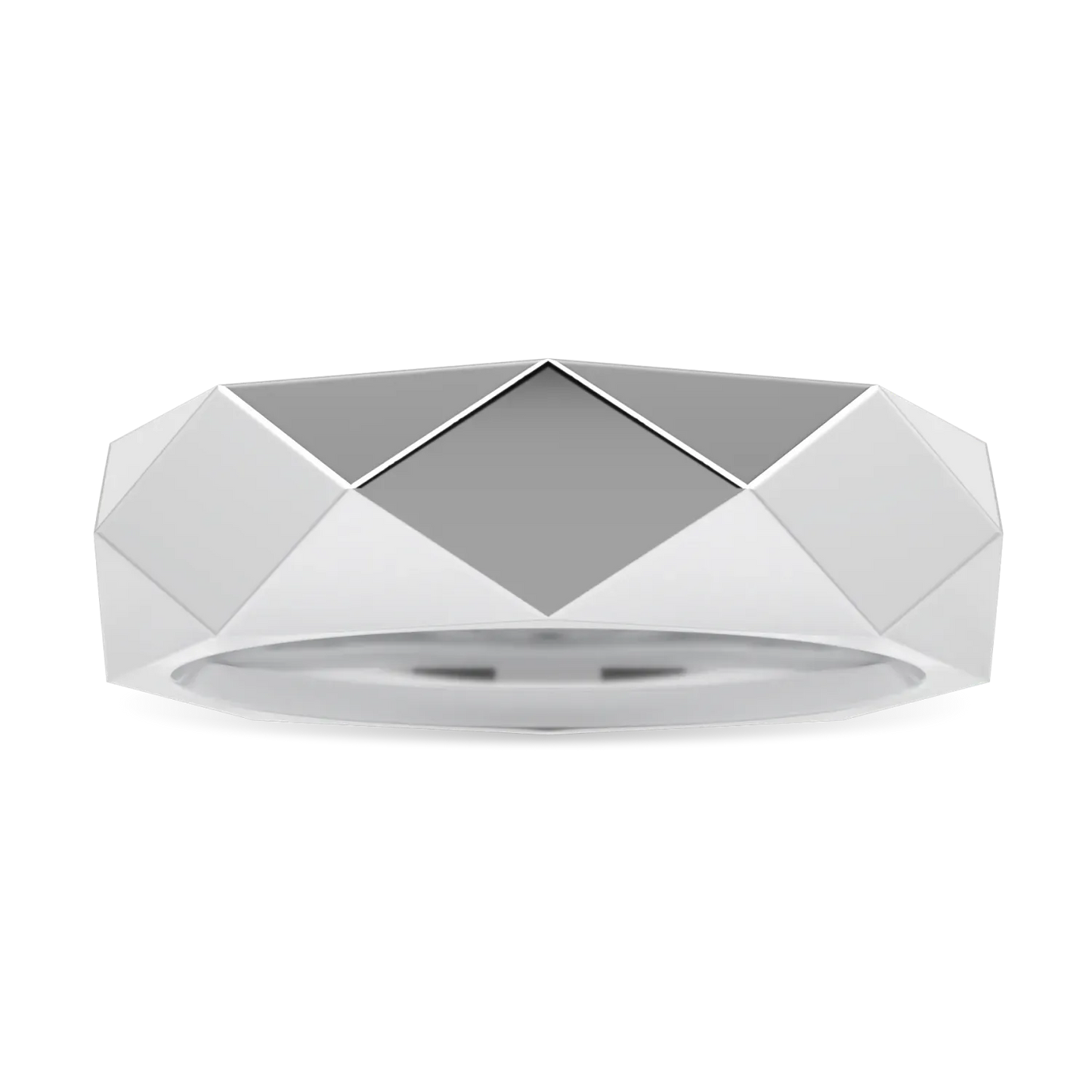 Faceted Platinum Ring by Blacklock Jewellery, Brilliance 40 collection — top down view