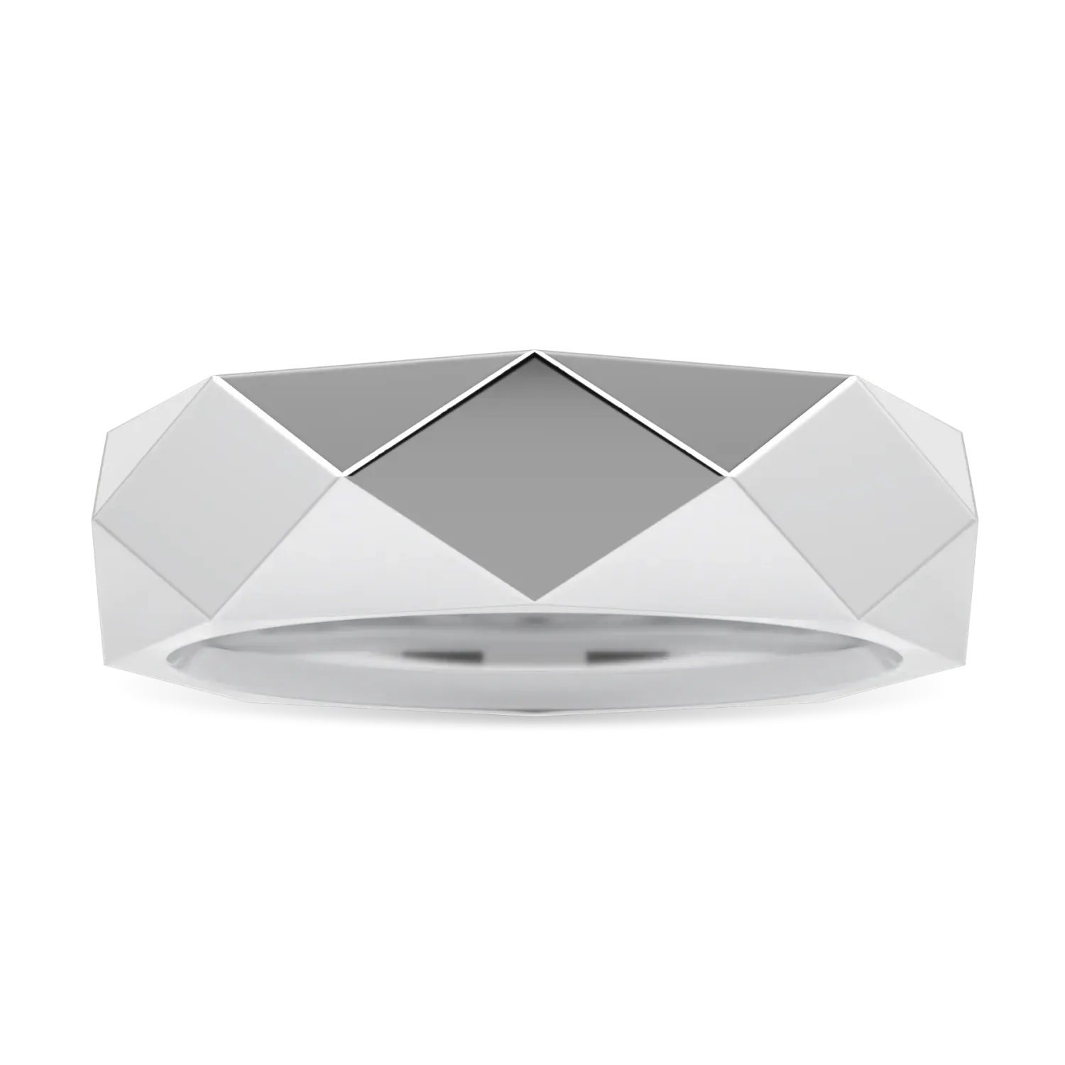 Faceted Platinum Ring by Blacklock Jewellery, Brilliance 40 collection — top down view