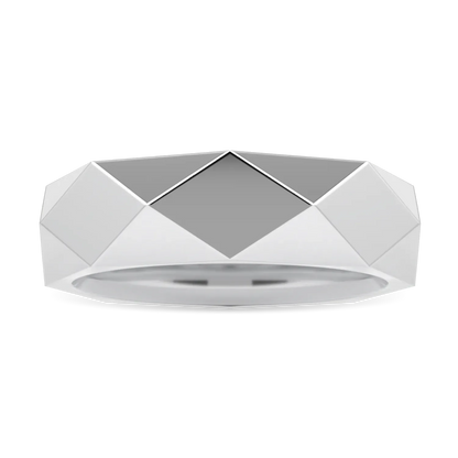 Faceted Platinum Ring by Blacklock Jewellery, Brilliance 40 collection — top down view