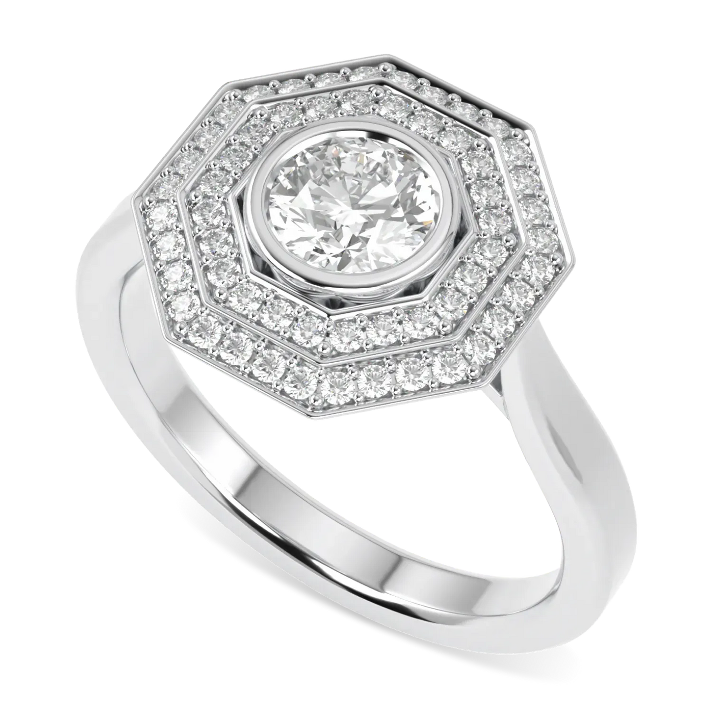 Blacklock Brilliance 40 double halo diamond ring in Platinum
