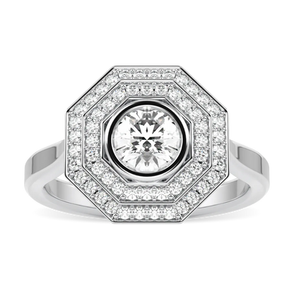Platinum Double Halo Diamond ring from Blacklock's Brilliance 40 collection — top view