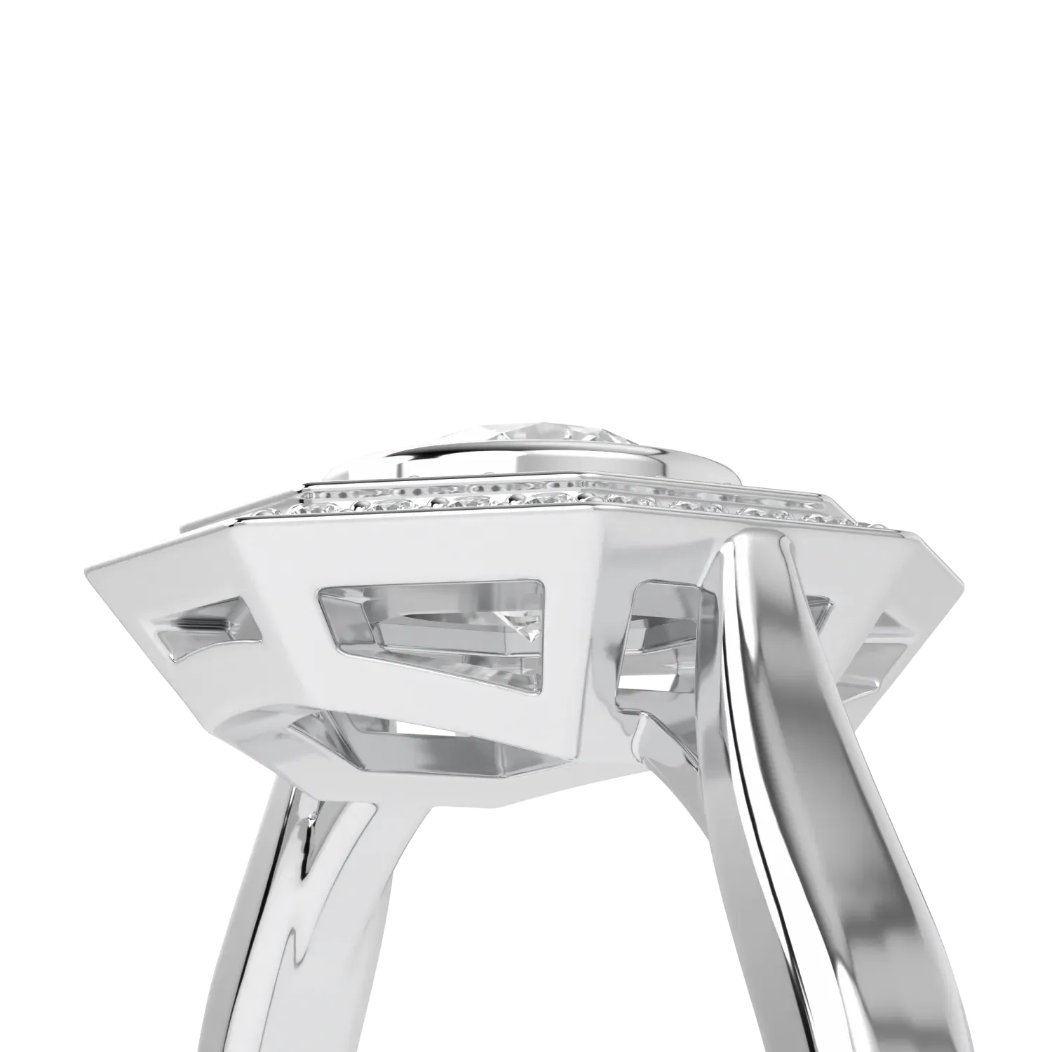 Brilliance 40 Platinum Diamond Double Octagonal Halo Ring by Blacklock Jewellery — alternate angle