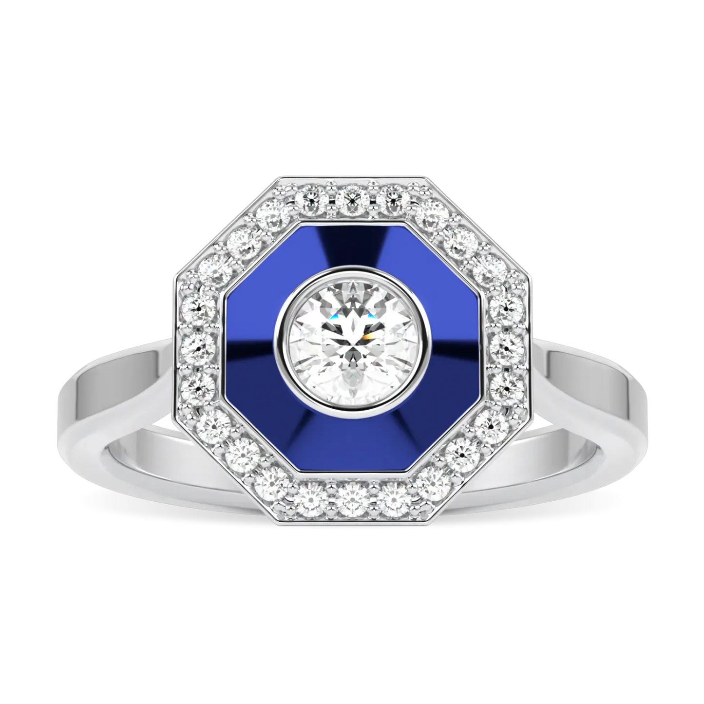 Blacklock Brilliance 40 Diamond and Enamel ring in Platinum — top view
