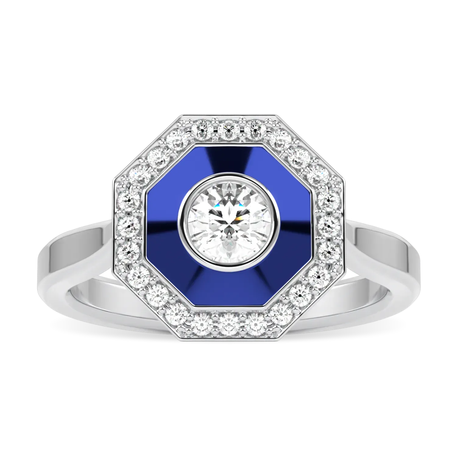 Blacklock Brilliance 40 Diamond and Enamel ring in Platinum — top view